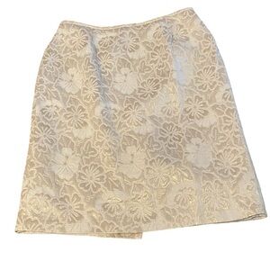 Chetta B Off-White Floral Patterned Pencil Skirt Size 10